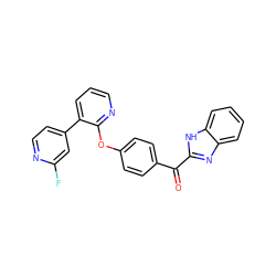 O=C(c1ccc(Oc2ncccc2-c2ccnc(F)c2)cc1)c1nc2ccccc2[nH]1 ZINC000139473463