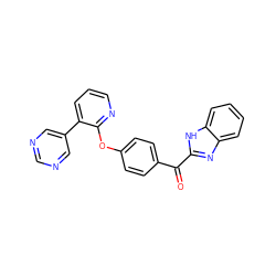 O=C(c1ccc(Oc2ncccc2-c2cncnc2)cc1)c1nc2ccccc2[nH]1 ZINC000142604897