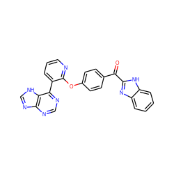 O=C(c1ccc(Oc2ncccc2-c2ncnc3nc[nH]c23)cc1)c1nc2ccccc2[nH]1 ZINC000139292593