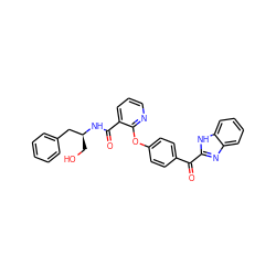 O=C(c1ccc(Oc2ncccc2C(=O)N[C@@H](CO)Cc2ccccc2)cc1)c1nc2ccccc2[nH]1 ZINC000139639288