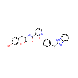 O=C(c1ccc(Oc2ncccc2C(=O)N[C@H](CO)Cc2ccc(O)cc2)cc1)c1nc2ccccc2[nH]1 ZINC000139366273