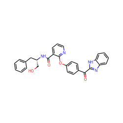 O=C(c1ccc(Oc2ncccc2C(=O)N[C@H](CO)Cc2ccccc2)cc1)c1nc2ccccc2[nH]1 ZINC000139639437