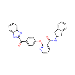 O=C(c1ccc(Oc2ncccc2C(=O)NC2Cc3ccccc3C2)cc1)c1nc2ccccc2[nH]1 ZINC000139201187