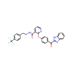 O=C(c1ccc(Oc2ncccc2C(=O)NCCc2ccc(C(F)(F)F)cc2)cc1)c1nc2ccccc2[nH]1 ZINC000169119475