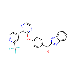 O=C(c1ccc(Oc2nccnc2-c2ccnc(C(F)(F)F)c2)cc1)c1nc2ccccc2[nH]1 ZINC000095572267