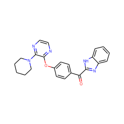 O=C(c1ccc(Oc2nccnc2N2CCCCC2)cc1)c1nc2ccccc2[nH]1 ZINC000103285377