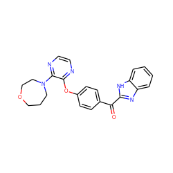 O=C(c1ccc(Oc2nccnc2N2CCCOCC2)cc1)c1nc2ccccc2[nH]1 ZINC000103285380