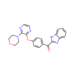 O=C(c1ccc(Oc2nccnc2N2CCOCC2)cc1)c1nc2ccccc2[nH]1 ZINC000095920893