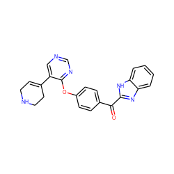 O=C(c1ccc(Oc2ncncc2C2=CCNCC2)cc1)c1nc2ccccc2[nH]1 ZINC000139629729