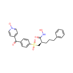 O=C(c1ccc(S(=O)(=O)C[C@H](CCCc2ccccc2)C(=O)NO)cc1)c1cc[n+]([O-])cc1 ZINC000029247543