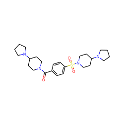 O=C(c1ccc(S(=O)(=O)N2CCC(N3CCCC3)CC2)cc1)N1CCC(N2CCCC2)CC1 ZINC000096284372