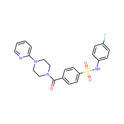 O=C(c1ccc(S(=O)(=O)Nc2ccc(F)cc2)cc1)N1CCN(c2ccccn2)CC1 ZINC000013140294