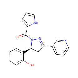 O=C(c1ccc[nH]1)N1N=C(c2cccnc2)C[C@H]1c1ccccc1O ZINC000071295564