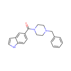 O=C(c1ccc2[nH]ccc2c1)N1CCN(Cc2ccccc2)CC1 ZINC000020622251