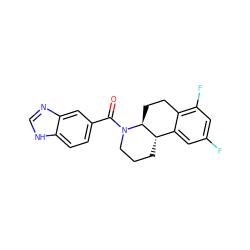 O=C(c1ccc2[nH]cnc2c1)N1CCC[C@H]2c3cc(F)cc(F)c3CC[C@@H]21 ZINC000117629506