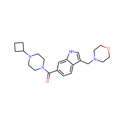 O=C(c1ccc2c(CN3CCOCC3)c[nH]c2c1)N1CCN(C2CCC2)CC1 ZINC000043197993