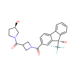 O=C(c1ccc2c(c1)[C@](O)(C(F)(F)F)c1ccccc1-2)N1CC(C(=O)N2CC[C@@H](O)C2)C1 ZINC000144806493