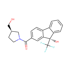 O=C(c1ccc2c(c1)[C@](O)(C(F)(F)F)c1ccccc1-2)N1CC[C@@H](CO)C1 ZINC000143329841