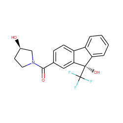 O=C(c1ccc2c(c1)[C@](O)(C(F)(F)F)c1ccccc1-2)N1CC[C@@H](O)C1 ZINC000144752482