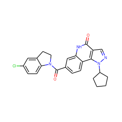 O=C(c1ccc2c(c1)[nH]c(=O)c1cnn(C3CCCC3)c12)N1CCc2cc(Cl)ccc21 ZINC000169250281