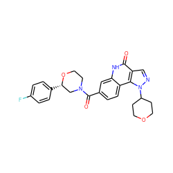 O=C(c1ccc2c(c1)[nH]c(=O)c1cnn(C3CCOCC3)c12)N1CCO[C@@H](c2ccc(F)cc2)C1 ZINC000261181508