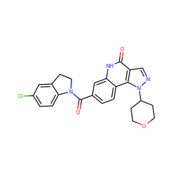 O=C(c1ccc2c(c1)[nH]c(=O)c1cnn(C3CCOCC3)c12)N1CCc2cc(Cl)ccc21 ZINC000169274999