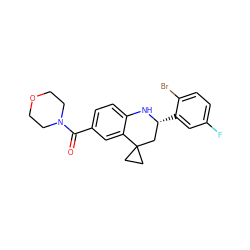 O=C(c1ccc2c(c1)C1(CC1)C[C@@H](c1cc(F)ccc1Br)N2)N1CCOCC1 ZINC000112993869