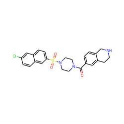 O=C(c1ccc2c(c1)CCNC2)N1CCN(S(=O)(=O)c2ccc3cc(Cl)ccc3c2)CC1 ZINC000013584054