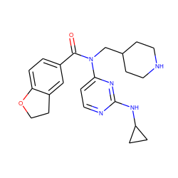 O=C(c1ccc2c(c1)CCO2)N(CC1CCNCC1)c1ccnc(NC2CC2)n1 ZINC000049072349