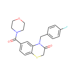 O=C(c1ccc2c(c1)N(Cc1ccc(F)cc1)C(=O)CS2)N1CCOCC1 ZINC000003042083