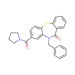 O=C(c1ccc2c(c1)N(Cc1ccccc1)C(=O)c1ccccc1S2)N1CCCC1 ZINC000003040806