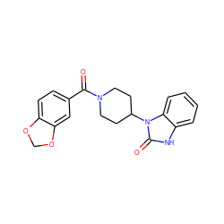 O=C(c1ccc2c(c1)OCO2)N1CCC(n2c(=O)[nH]c3ccccc32)CC1 ZINC000028955411