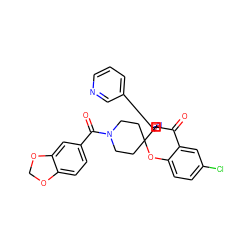 O=C(c1ccc2c(c1)OCO2)N1CCC2(CC1)Oc1ccc(Cl)cc1C(=O)[C@]21CC(c2cccnc2)=NO1 ZINC000017545632