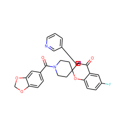 O=C(c1ccc2c(c1)OCO2)N1CCC2(CC1)Oc1ccc(F)cc1C(=O)[C@]21CC(c2cccnc2)=NO1 ZINC000013660441