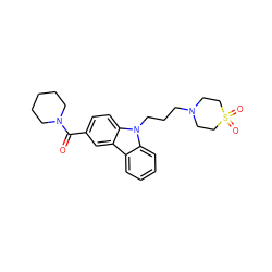 O=C(c1ccc2c(c1)c1ccccc1n2CCCN1CCS(=O)(=O)CC1)N1CCCCC1 ZINC000096938373