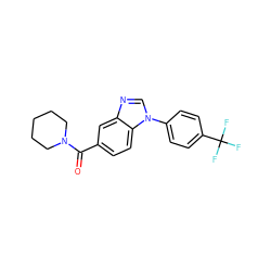 O=C(c1ccc2c(c1)ncn2-c1ccc(C(F)(F)F)cc1)N1CCCCC1 ZINC000103226069