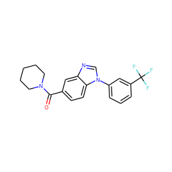 O=C(c1ccc2c(c1)ncn2-c1cccc(C(F)(F)F)c1)N1CCCCC1 ZINC000103226054