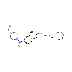 O=C(c1ccc2cc(OCCCN3CCCCC3)ccc2c1)N1CCC(CO)CC1 ZINC000043018280