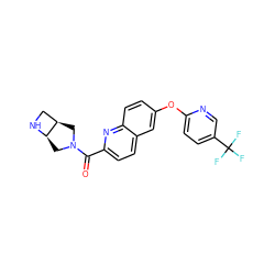 O=C(c1ccc2cc(Oc3ccc(C(F)(F)F)cn3)ccc2n1)N1C[C@@H]2CN[C@@H]2C1 ZINC001772579991