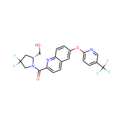 O=C(c1ccc2cc(Oc3ccc(C(F)(F)F)cn3)ccc2n1)N1CC(F)(F)C[C@@H]1CO ZINC001772592450