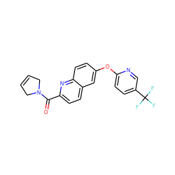 O=C(c1ccc2cc(Oc3ccc(C(F)(F)F)cn3)ccc2n1)N1CC=CC1 ZINC001772636363