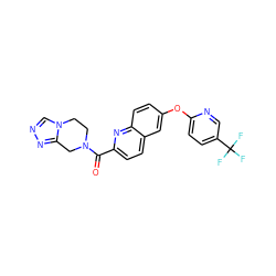 O=C(c1ccc2cc(Oc3ccc(C(F)(F)F)cn3)ccc2n1)N1CCn2cnnc2C1 ZINC001772640256
