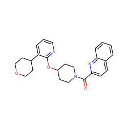 O=C(c1ccc2ccccc2n1)N1CCC(Oc2ncccc2C2CCOCC2)CC1 ZINC000096168932