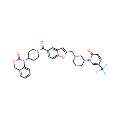 O=C(c1ccc2oc(CN3CCC[C@@H](n4cc(C(F)(F)F)ccc4=O)C3)cc2c1)N1CCC(N2C(=O)OCc3ccccc32)CC1 ZINC000029216201