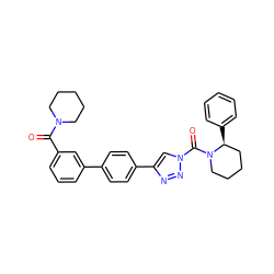 O=C(c1cccc(-c2ccc(-c3cn(C(=O)N4CCCC[C@@H]4c4ccccc4)nn3)cc2)c1)N1CCCCC1 ZINC000169340070