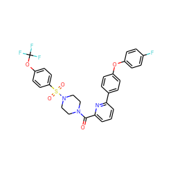O=C(c1cccc(-c2ccc(Oc3ccc(F)cc3)cc2)n1)N1CCN(S(=O)(=O)c2ccc(OC(F)(F)F)cc2)CC1 ZINC000113662578