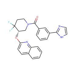 O=C(c1cccc(-c2ncc[nH]2)c1)N1CCC(F)(F)[C@@H](Oc2ccc3ccccc3n2)C1 ZINC000149535114