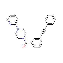 O=C(c1cccc(C#Cc2ccccc2)c1)N1CCN(c2ccccn2)CC1 ZINC000018222880