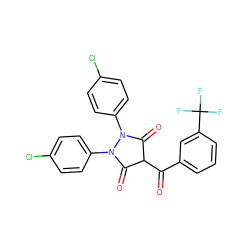 O=C(c1cccc(C(F)(F)F)c1)C1C(=O)N(c2ccc(Cl)cc2)N(c2ccc(Cl)cc2)C1=O ZINC000101067033