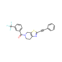 O=C(c1cccc(C(F)(F)F)c1)N1CCc2nc(C#Cc3ccccc3)sc2C1 ZINC000096273040